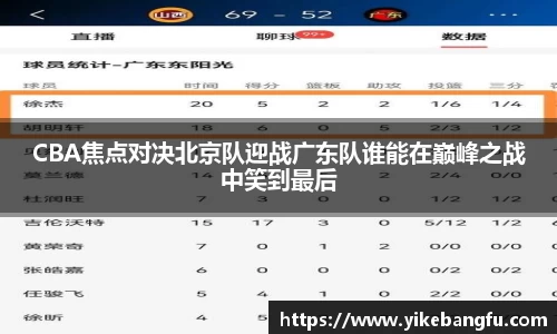 CBA焦点对决北京队迎战广东队谁能在巅峰之战中笑到最后